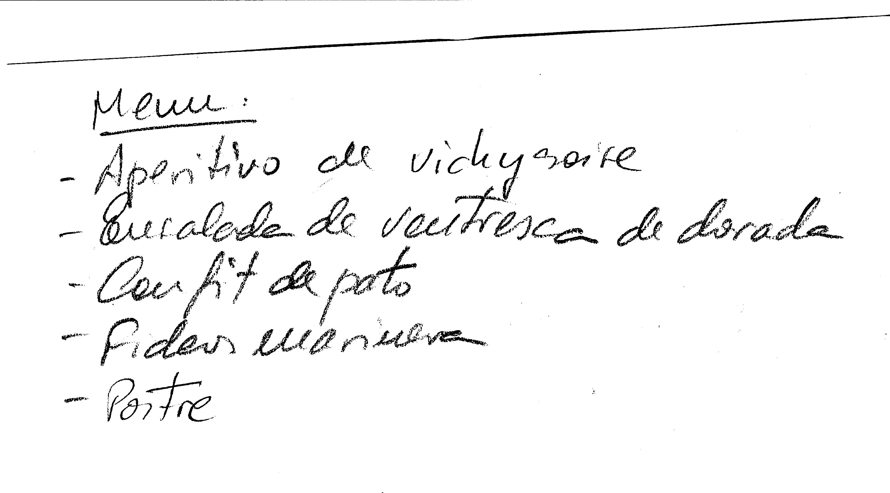 Restaurante en Valencia Menu